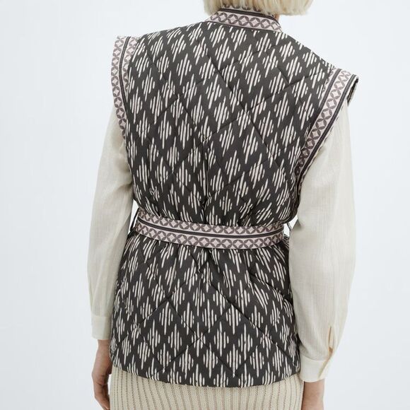 Mango QUILTED VEST WITH BELT - Picture 3 of 8